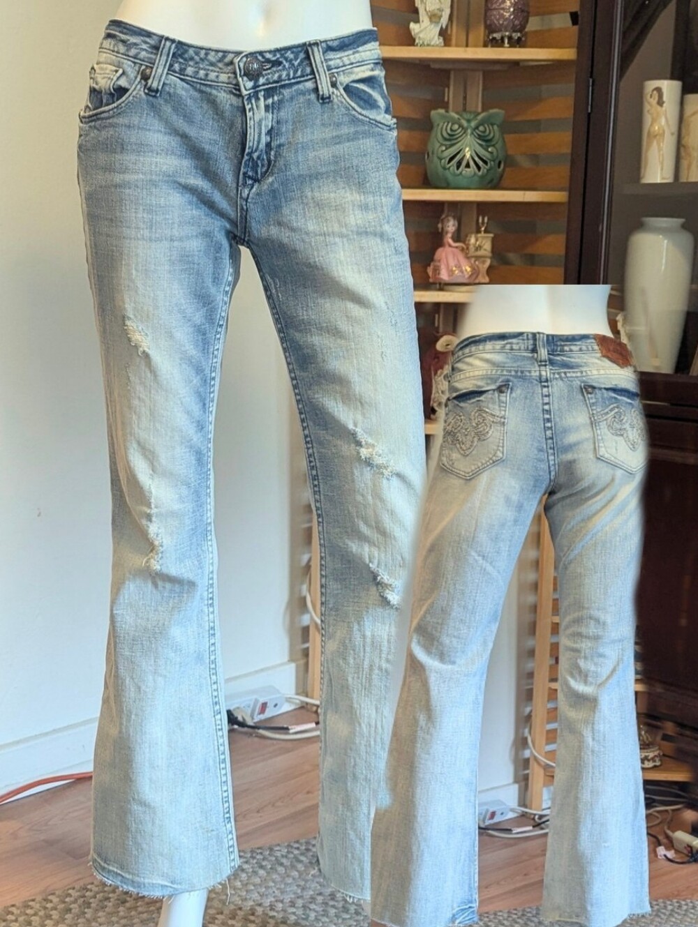 Y2K Rerock For Express Distressed Flare Jeans